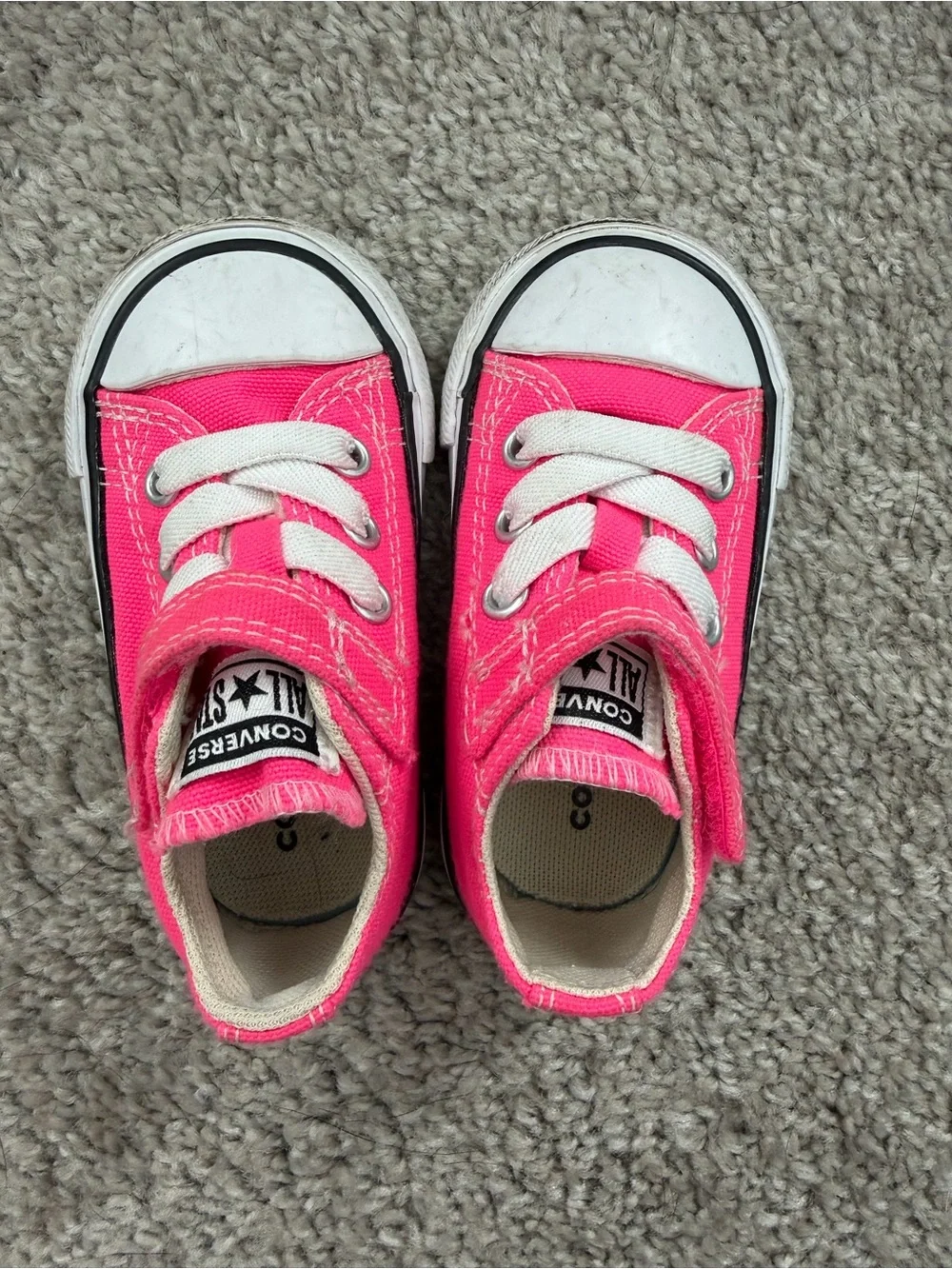 Converse Kids Hot Pink Canvas Low-Top Sneakers with Velcro